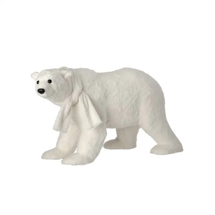 Faux Fur Polar Bear W/ Scarf Figurine, 36" (White)
