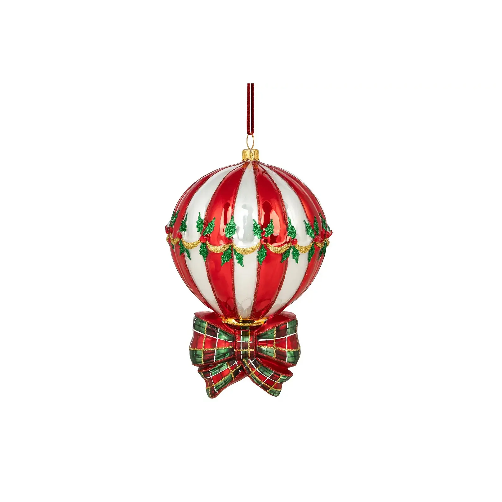 Festive Hot Air Balloon Ornament, 6.6"