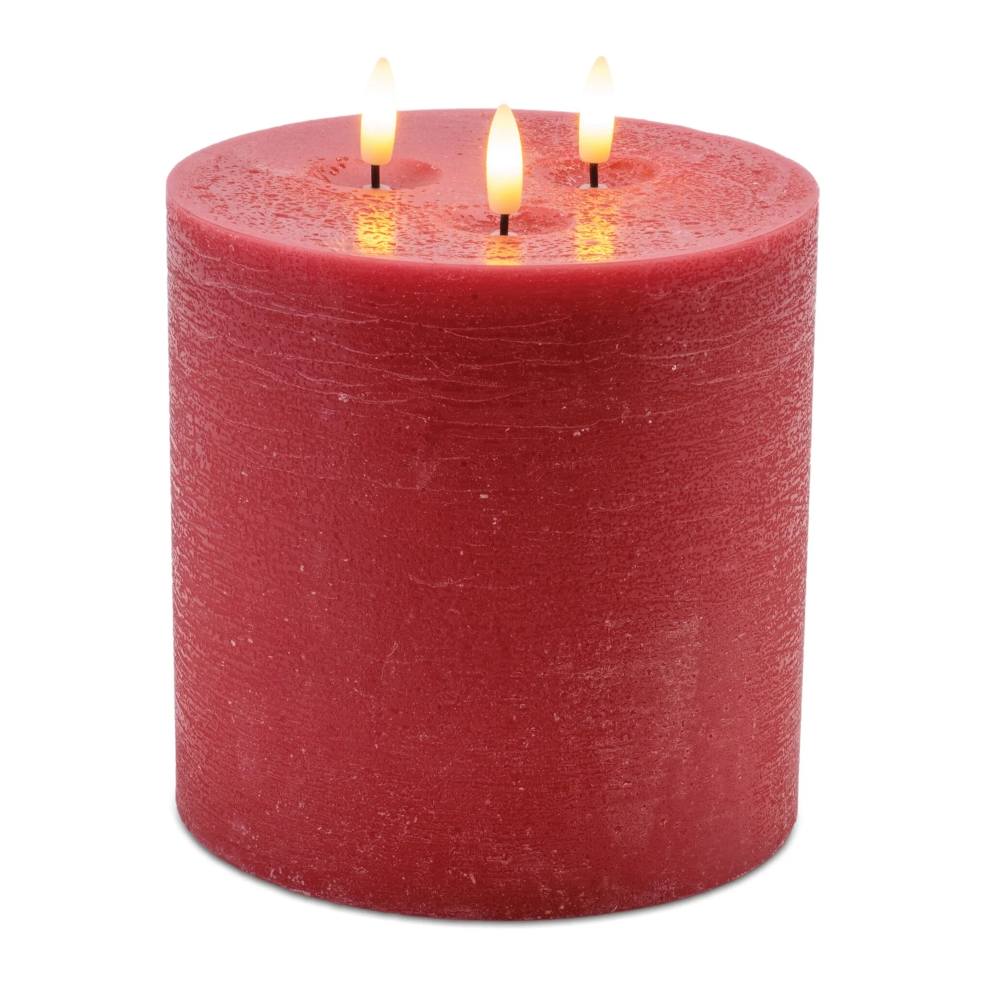 FIA Wick Candle RED 6"D x 6"H Wax/Plastic 4 & 8 Hr Timer 3 C Batteries Not Included