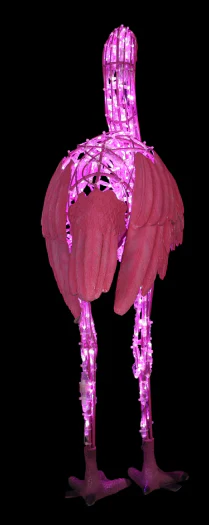 Life-size Pink Flamingo Standing, LED Lit w/Fiberglass, 63" - Image 3