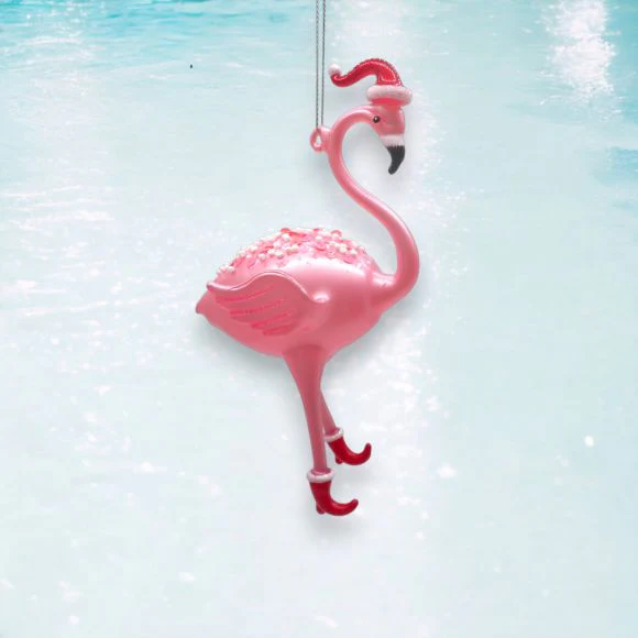 Flamingo w/Stocking Cap Ornament - Image 2