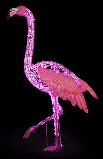 Life-size Pink Flamingo Walking, LED Lit w/Fiberglass, 63" - Image 2