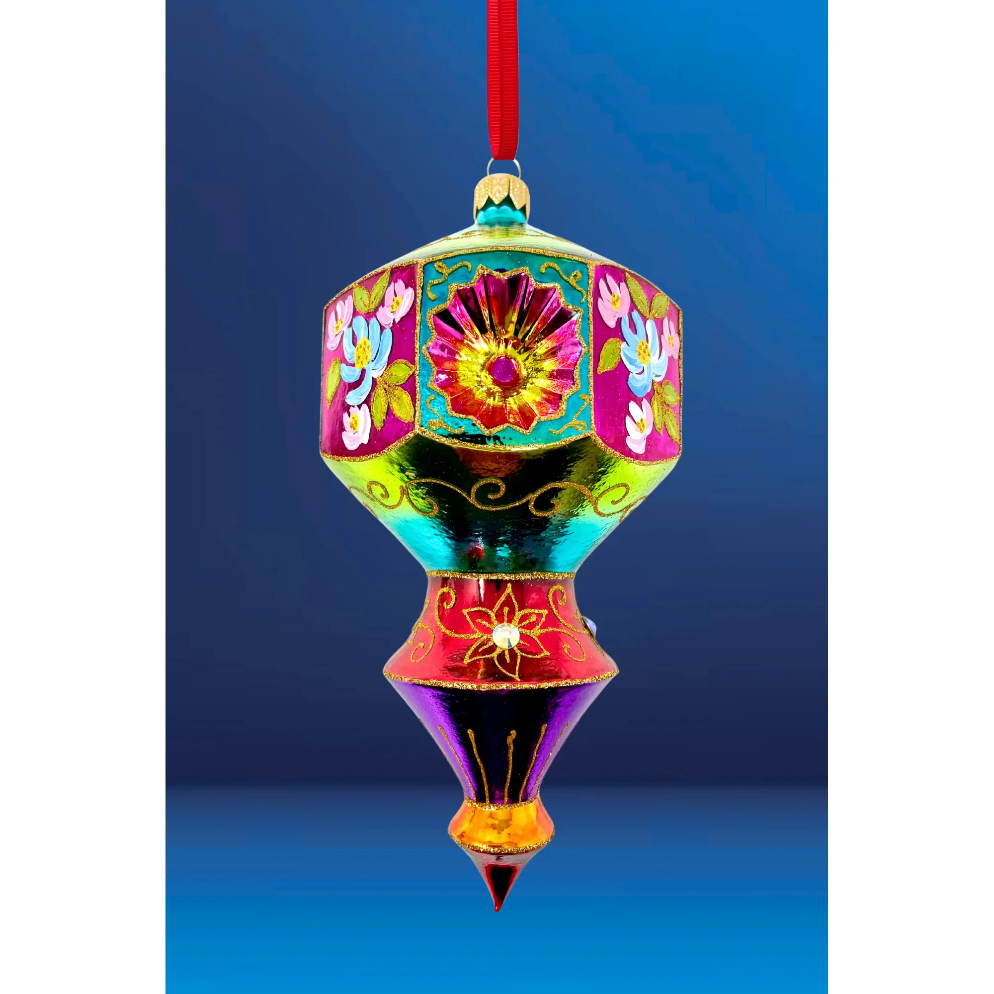 Floral Fetish Prisma Polish Glass Ornament, 6"