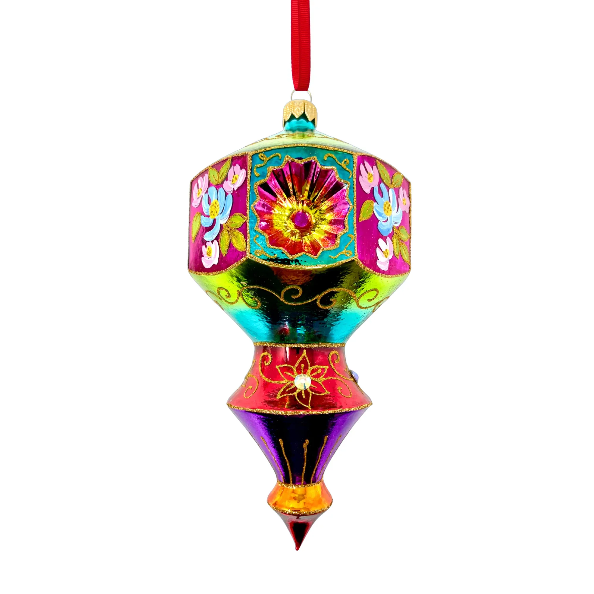 Floral Fetish Prisma Polish Glass Ornament, 6" - Image 2