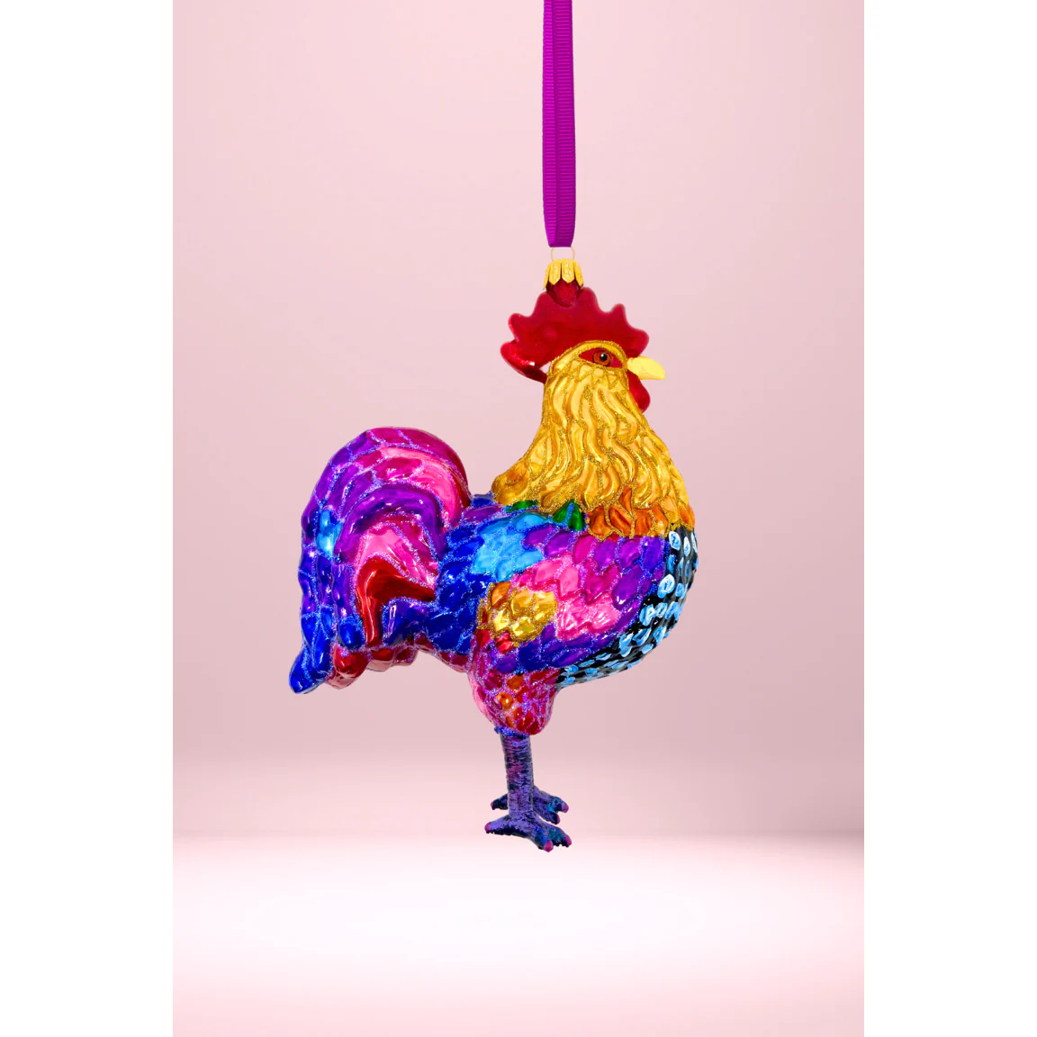 Floral Fetish Rooster Polish Glass Ornament - Image 2