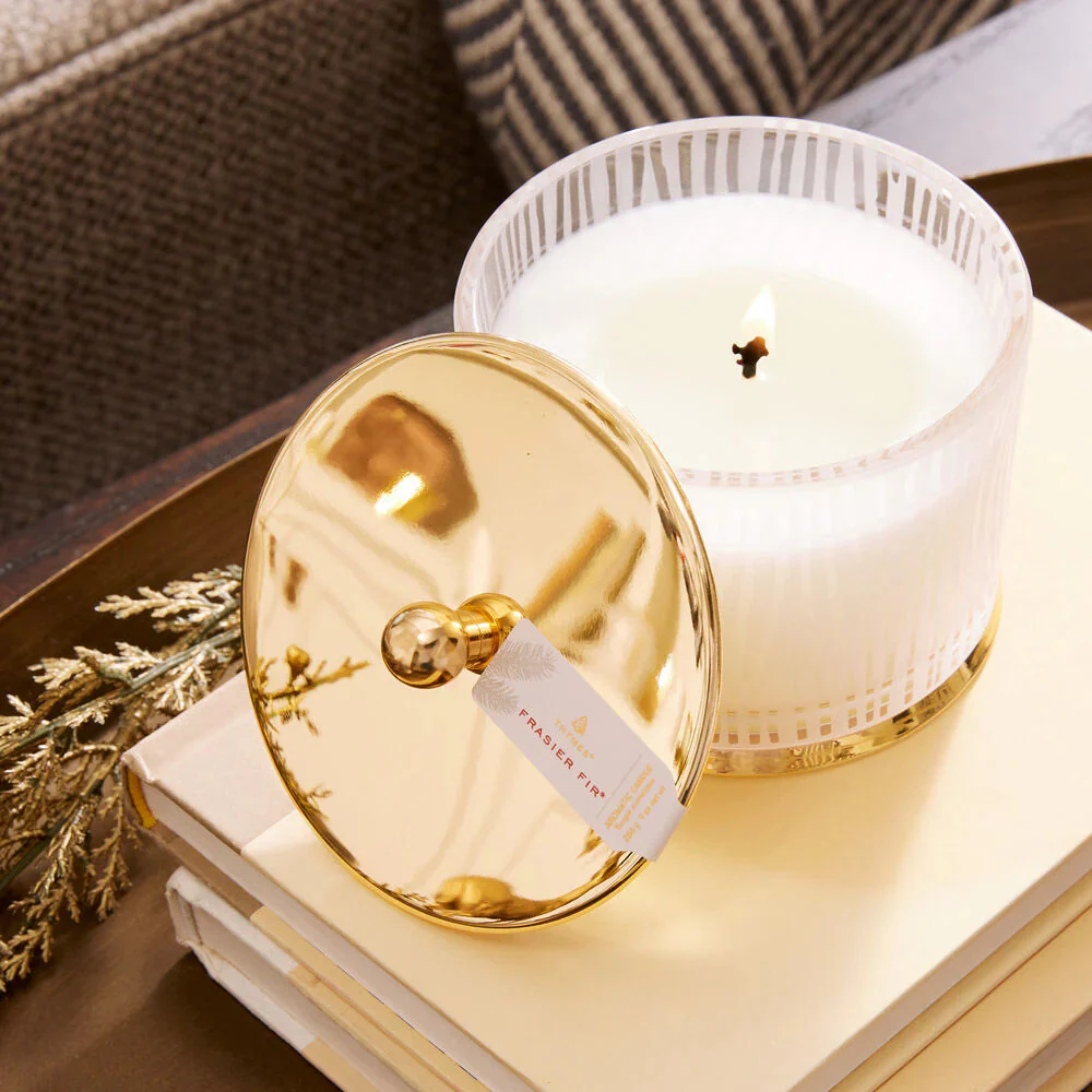 Frasier Fir Gilded Frosted Wood Grain Candle, 9 oz (Medium) - Image 2