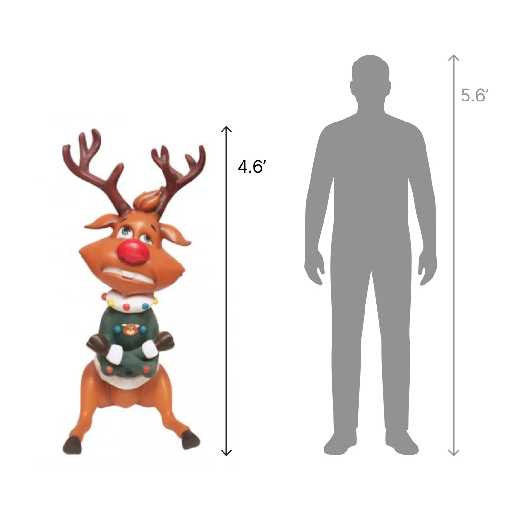 Large Fiberglass Freezing Reindeer Figure, 55" - Image 2