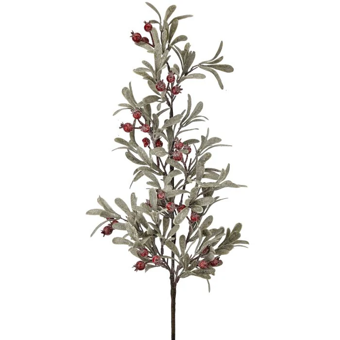 Frosted Mistletoe/Berry Spray, 35" (Green Red)