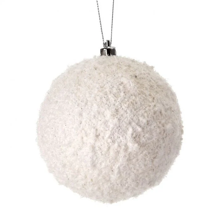 Frosted Texture Snowball Ornament, 4" (Frost White)