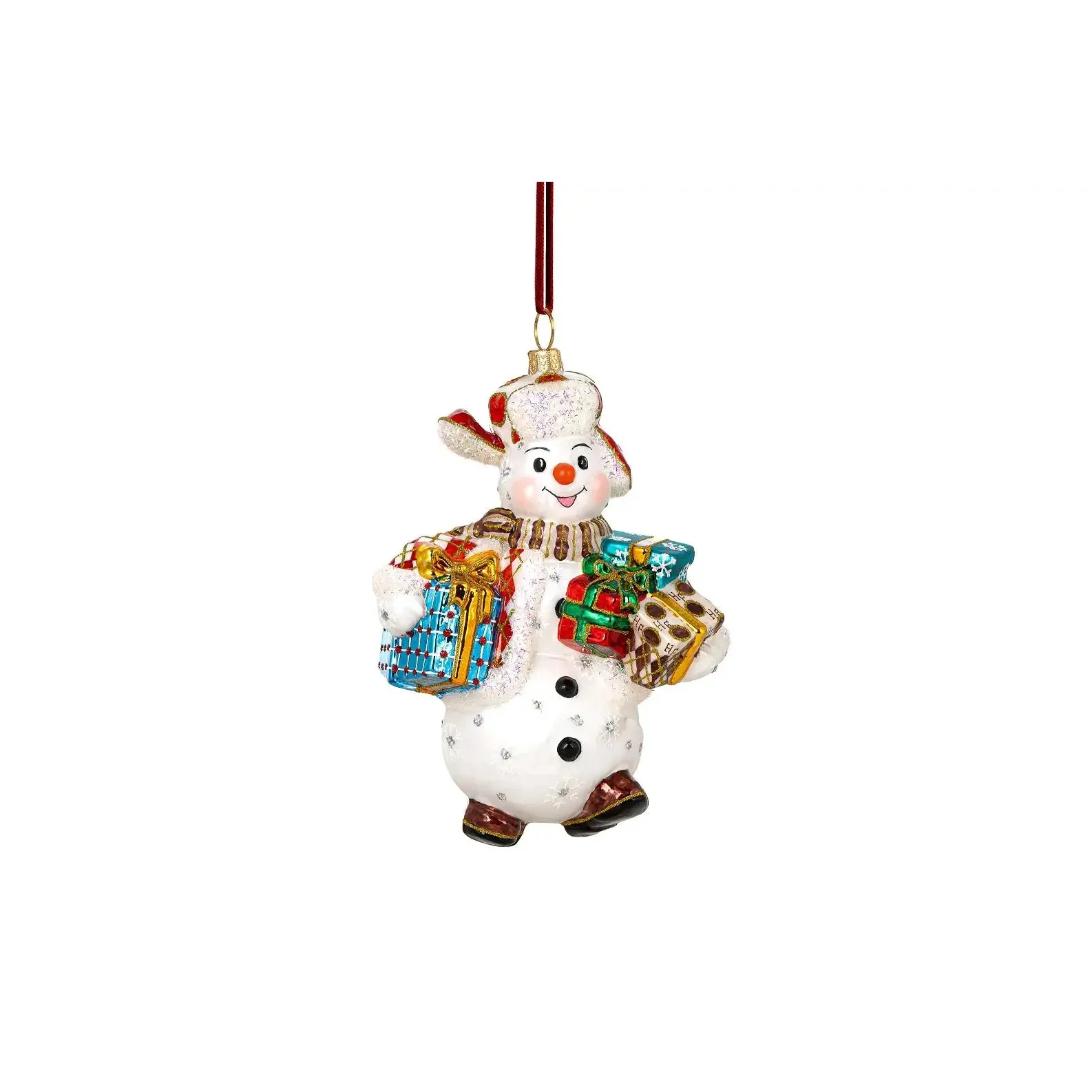 Frosty Gift-Giver Snowman Ornament, 6"