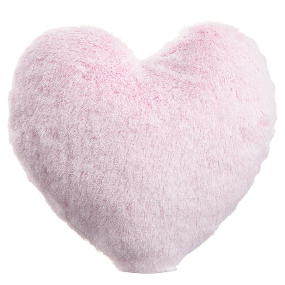 Fur Heart Pillow, 9.5" (Pink)