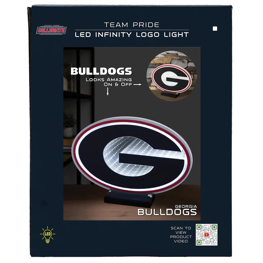 Georgia Bulldogs Logo LED Infinity Light, Acrylic, w/UL Plug, 9" - Image 8