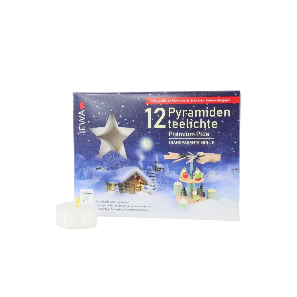 German Tea Lights - Plastic Holder (Pack of 12)