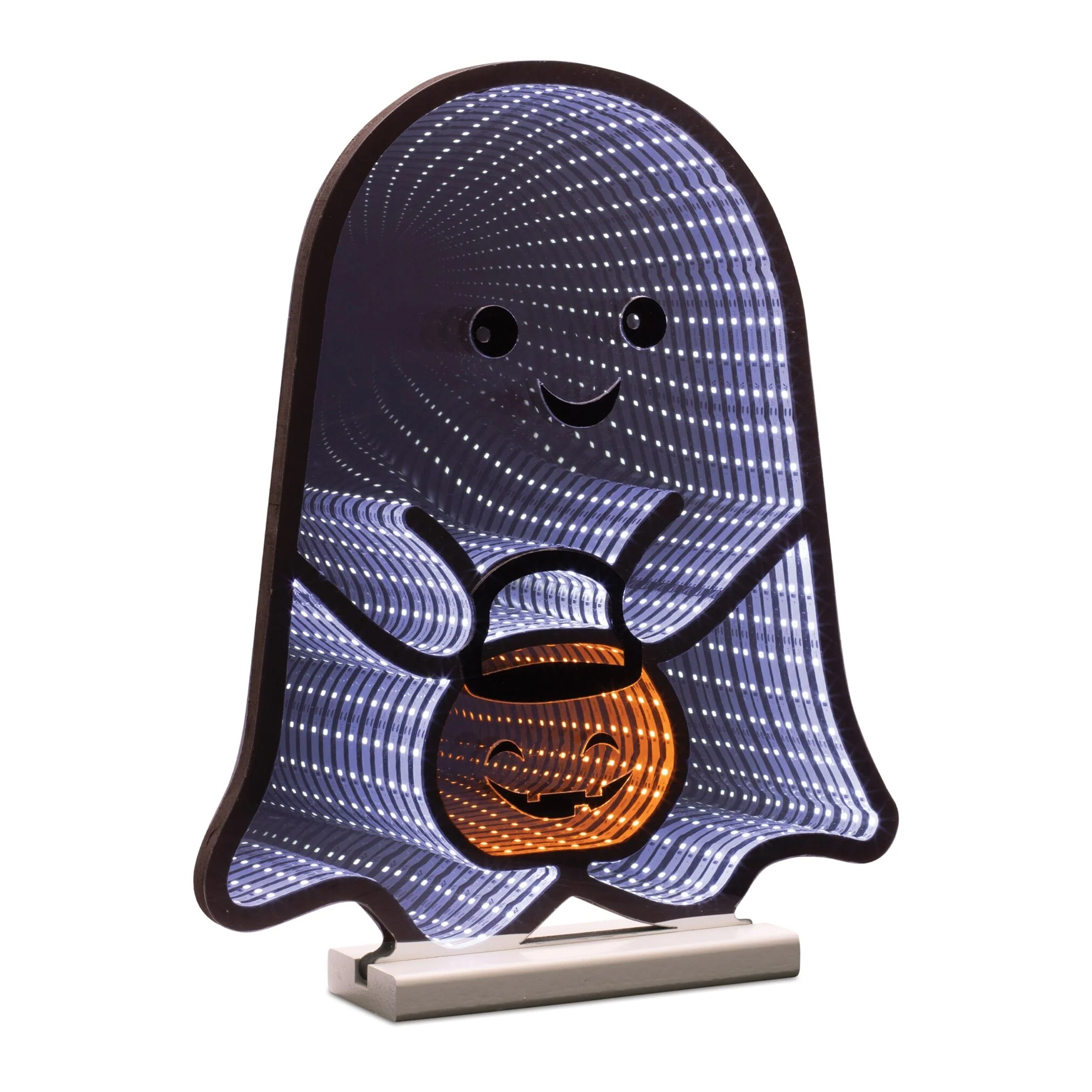 Ghost w/Candy Bucket Infinity Light, Acrylic w/UL Plug, 16"