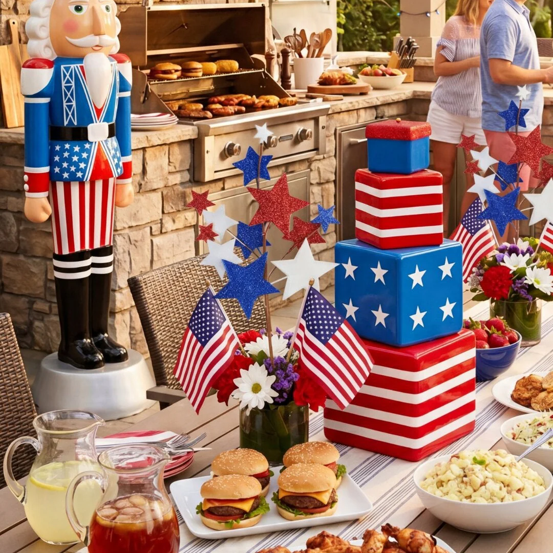 4th of July Stacked Giftbox Tower, 28" - Image 3