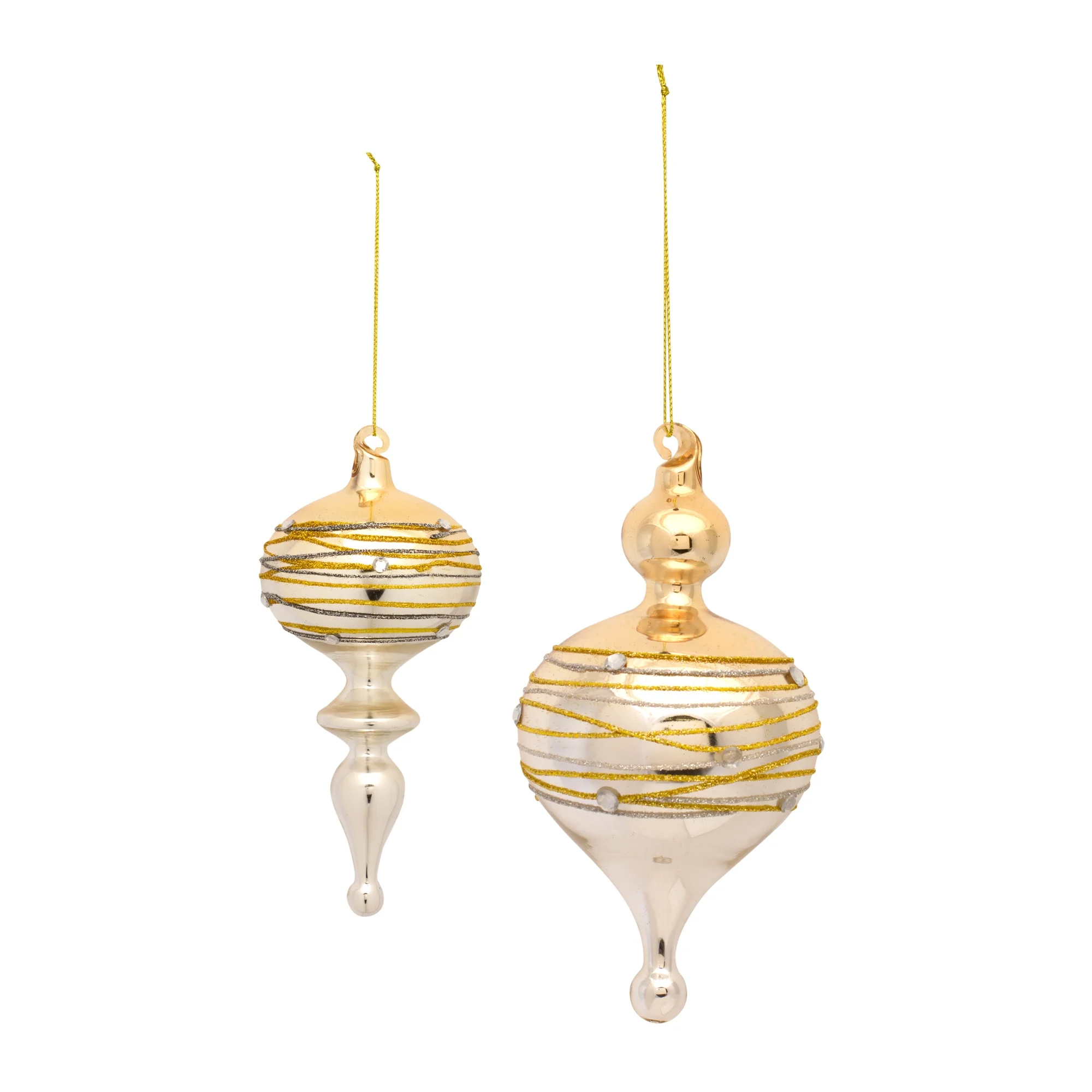 Gilded Gold Antique 6.5"H or 7.25"H Glass Ornament (sold individually)