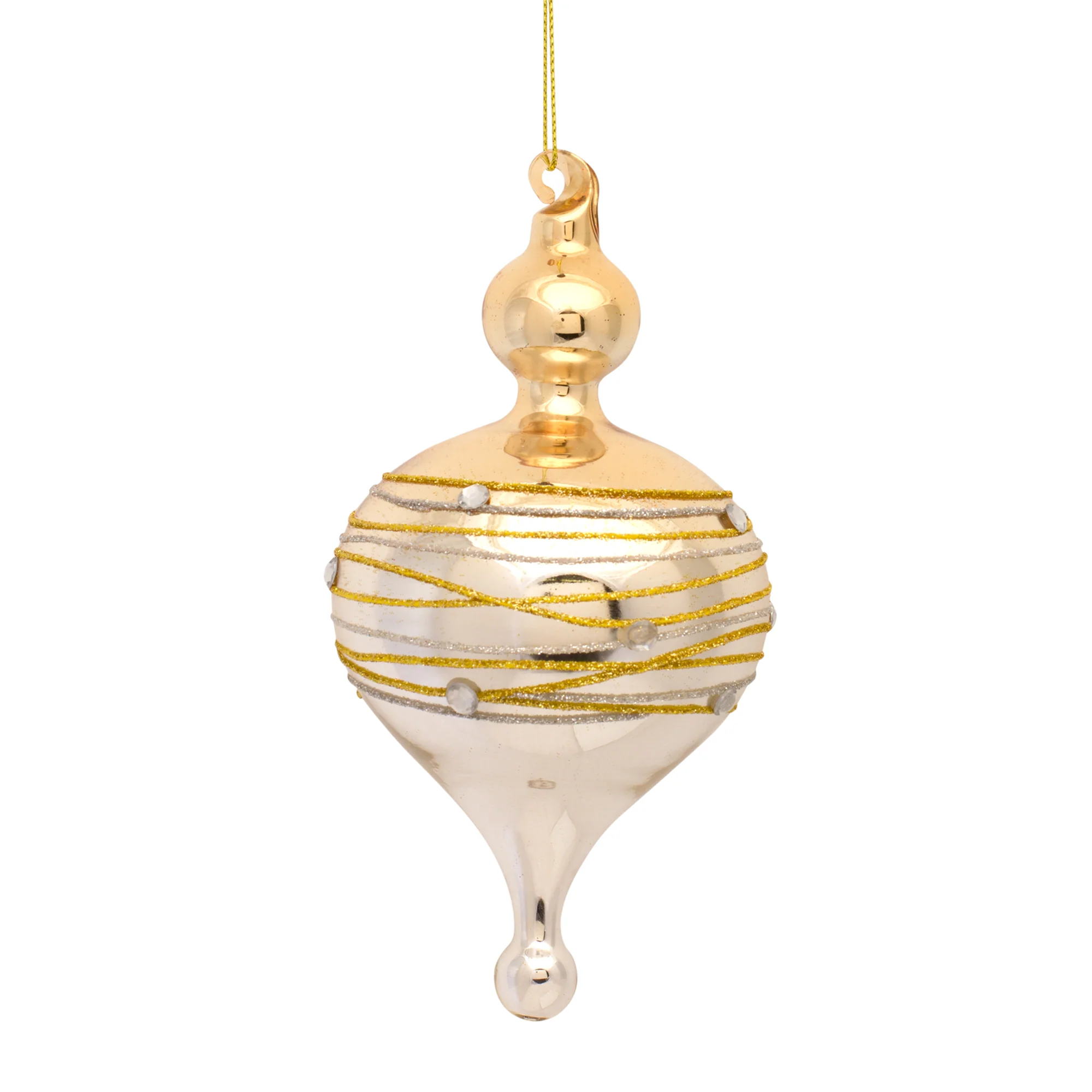 Gilded Gold Antique 6.5"H or 7.25"H Glass Ornament (sold individually) - Image 2