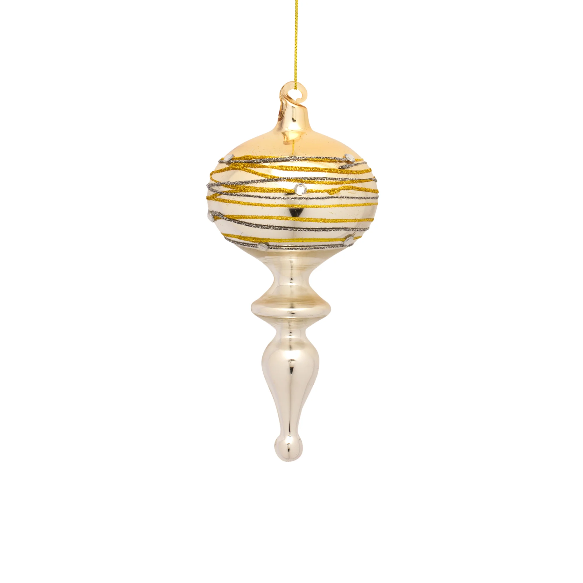 Gilded Gold Antique 6.5"H or 7.25"H Glass Ornament (sold individually) - Image 3