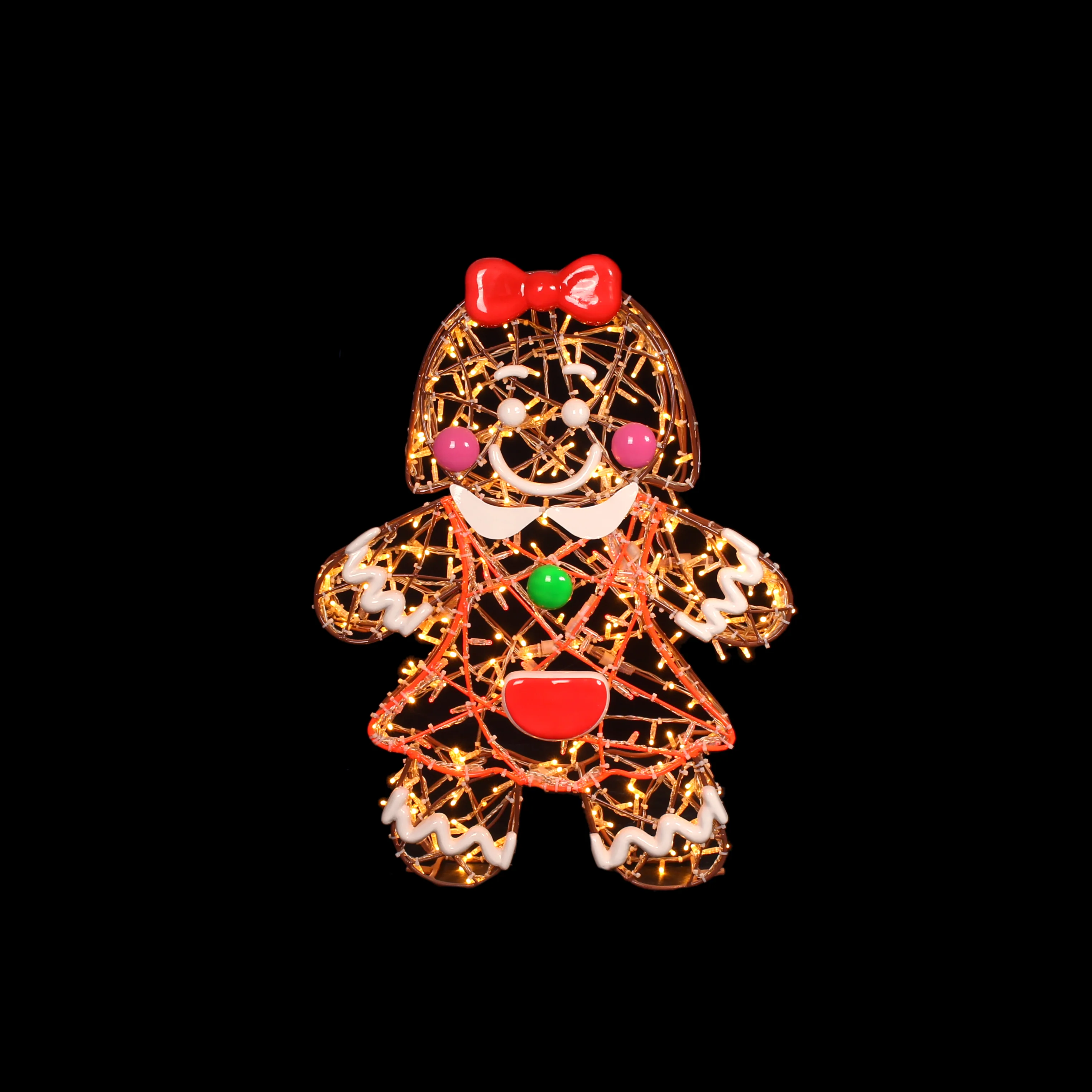 Large Hailey Gingerbread Figure, LED Lit w/Fiberglass, 39"