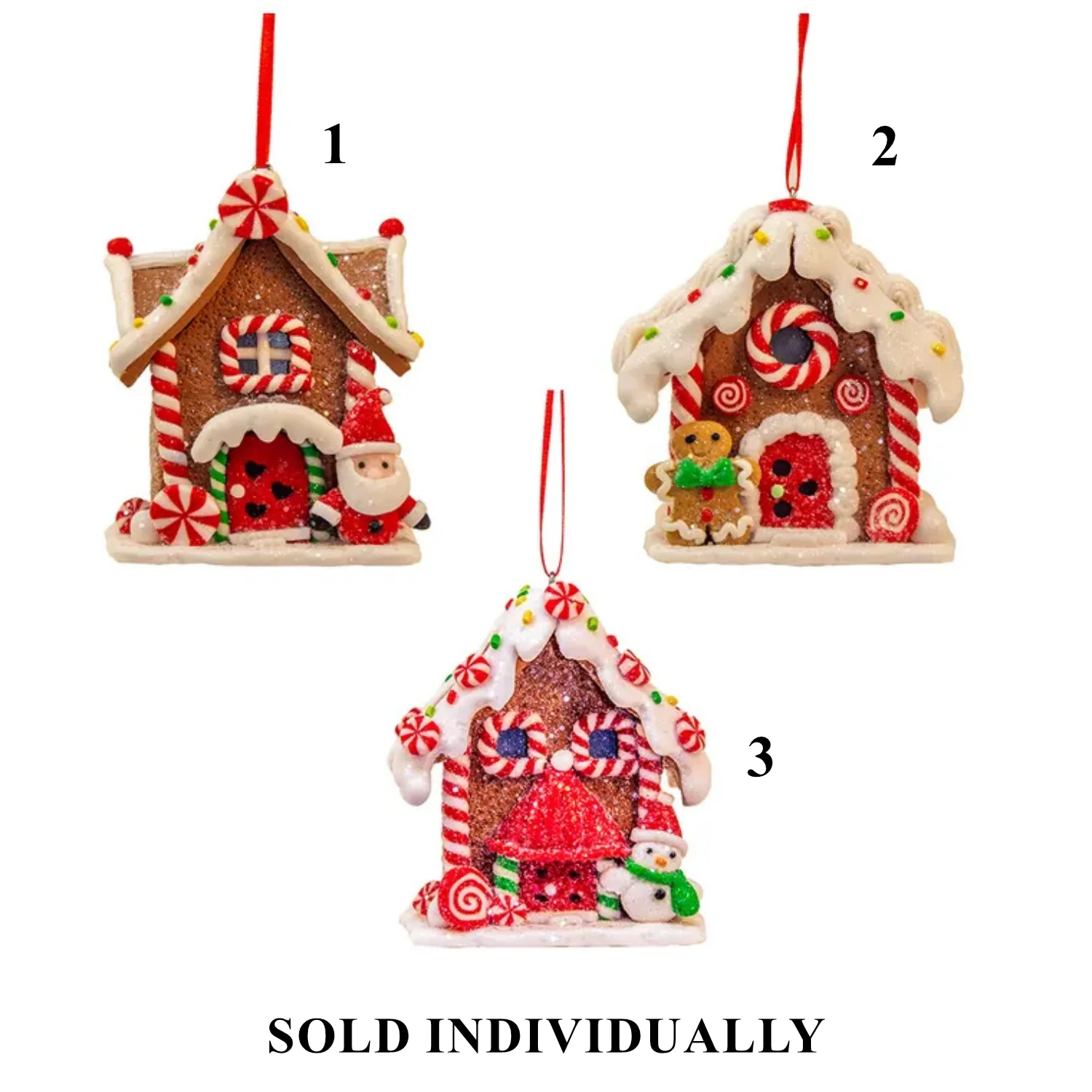 Gingerbread House Ornaments, 3.5" (3 styles - sold individually)