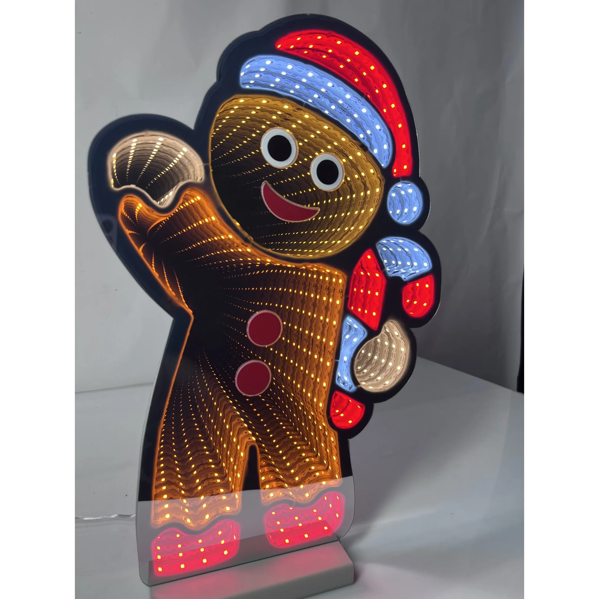 Gingerbread Man W/Candy Cane Infinity Light, Acrylic w/UL Plug, 17" - Image 2