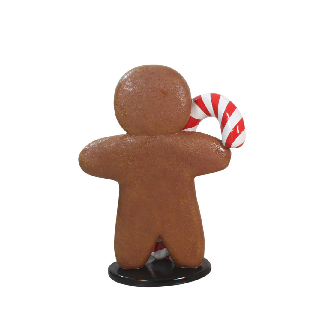 Large Fiberglass Gingerbread with Candy Cane Figure, 35" - Image 4