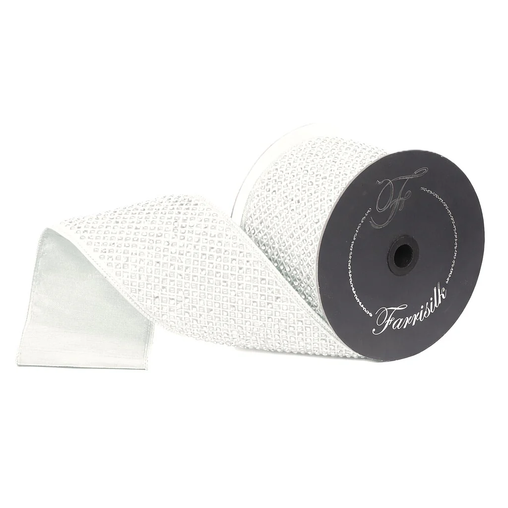 Glamour Glitz Ribbon, 4" x 5yd (White)