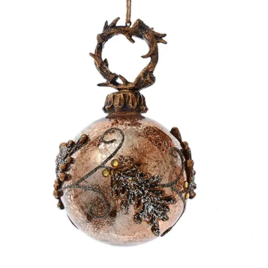 Glass Antlers & Leaves Ball, Finial & Onion Ornaments (3 Styles – Sold individually) - Image 2