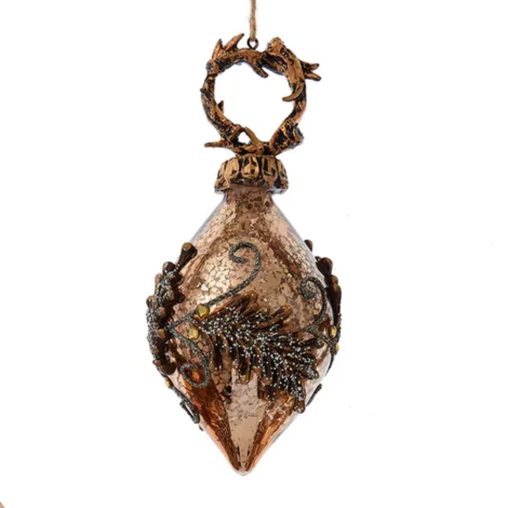 Glass Antlers & Leaves Ball, Finial & Onion Ornaments (3 Styles – Sold individually) - Image 3