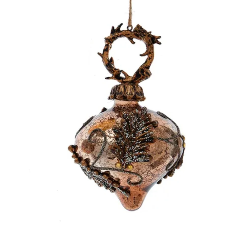 Glass Antlers & Leaves Ball, Finial & Onion Ornaments (3 Styles – Sold individually) - Image 4