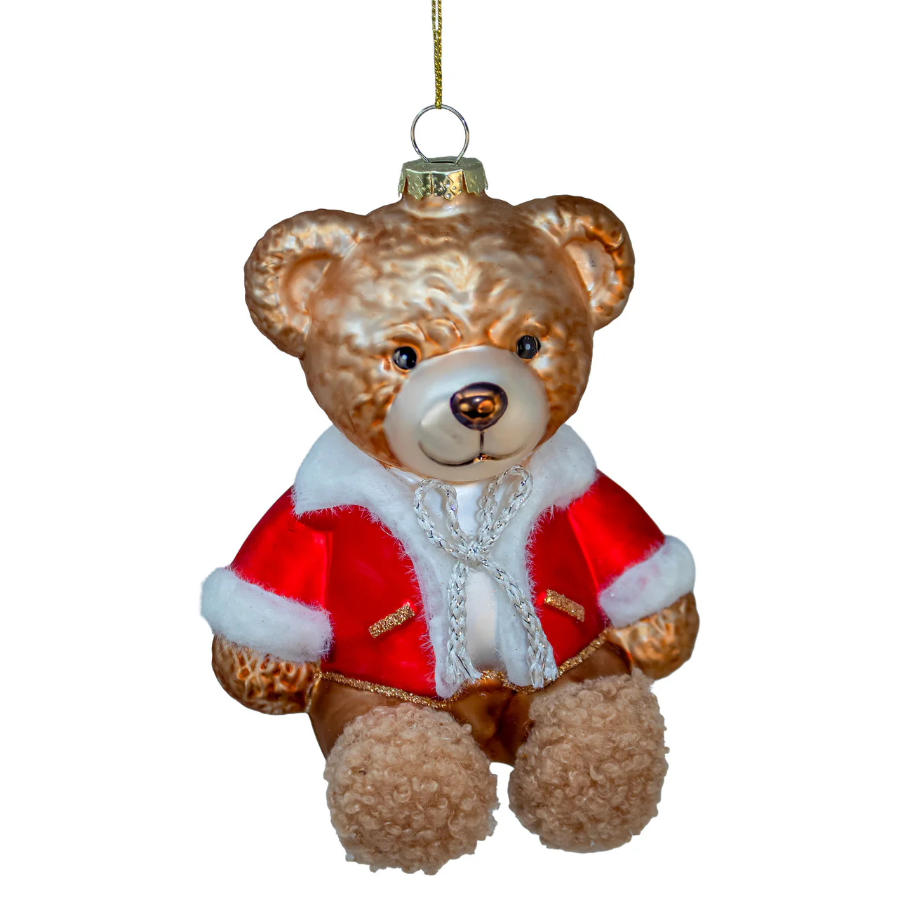 Glass Bear With Coat Ornament, 5.5"