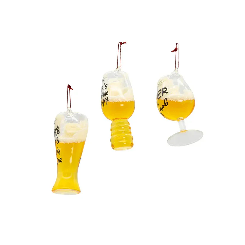 Glass Beer Glass With Sayings Ornaments (3 styles - sold individually) - Image 2