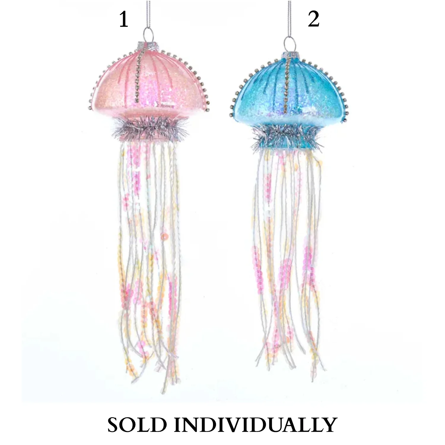 Glass Blue and Pink Jellyfish Ornaments (2 Styles β Sold individually)