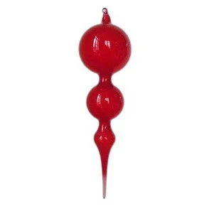Glass Bubblegum Finial Ornament, 11" (Red)
