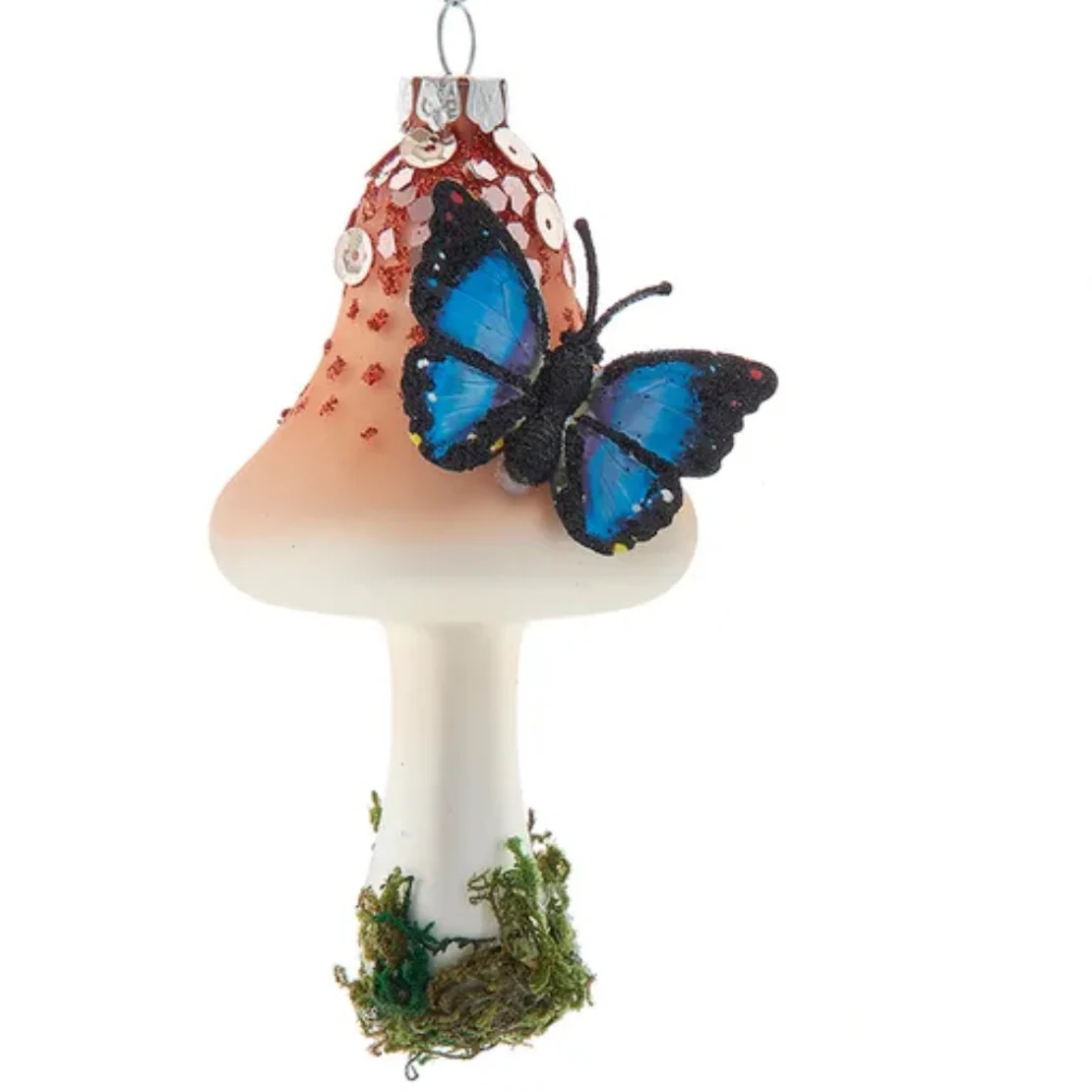 Glass Butterfly On Mushroom Ornaments (2 Styles – Sold individually) - Image 2