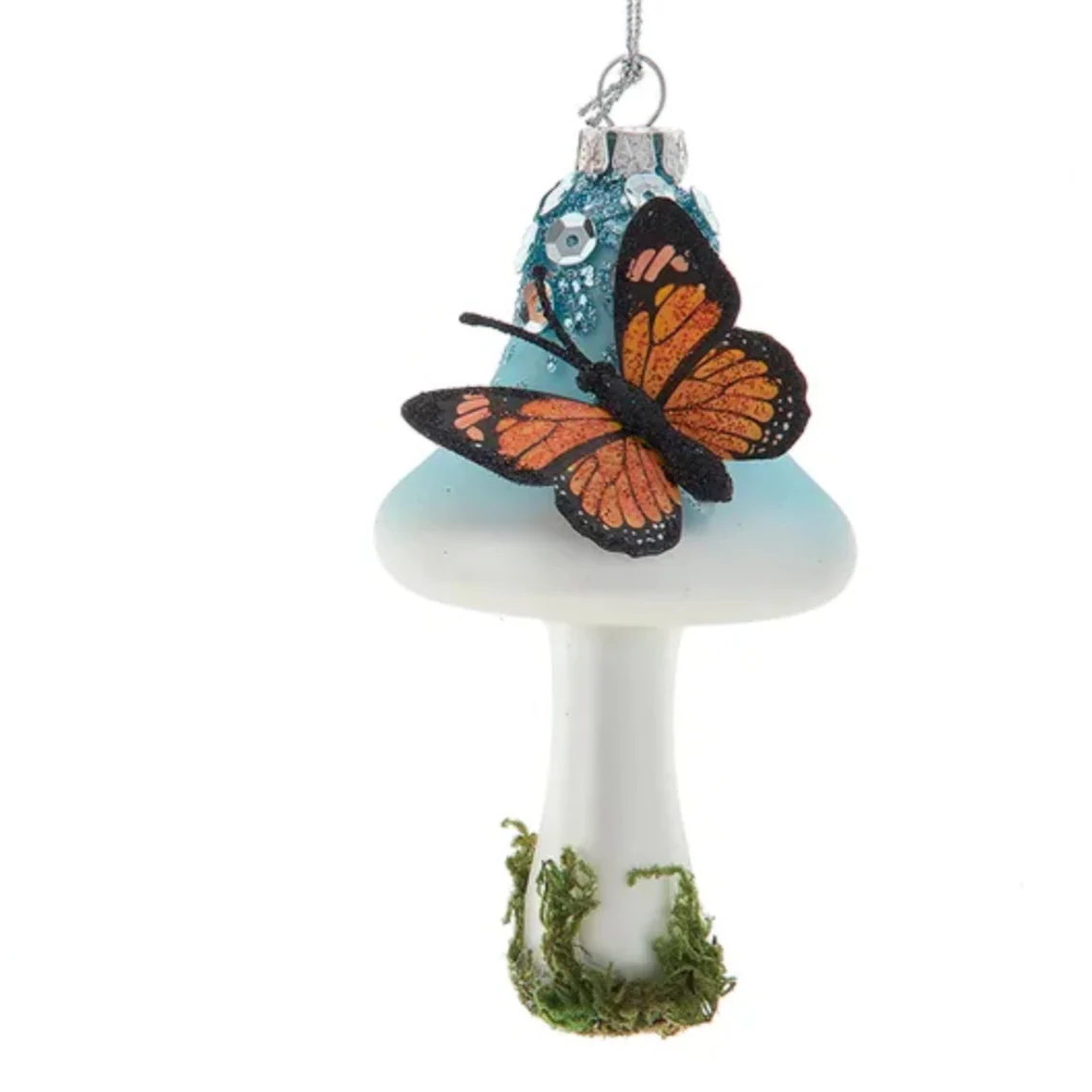Glass Butterfly On Mushroom Ornaments (2 Styles – Sold individually) - Image 3