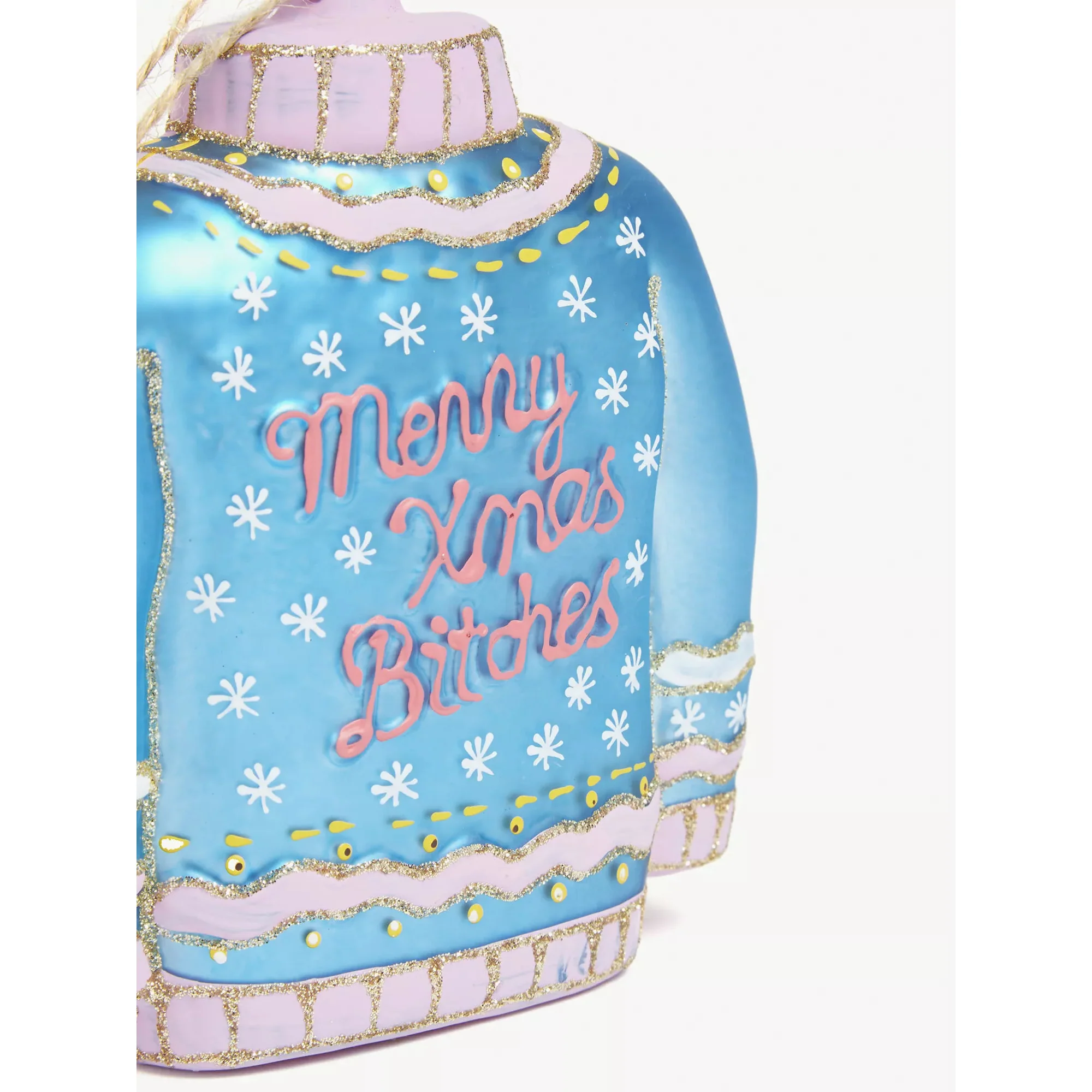 Glass Christmas Sweater Ornament, 4.5" (Blue) - Image 3
