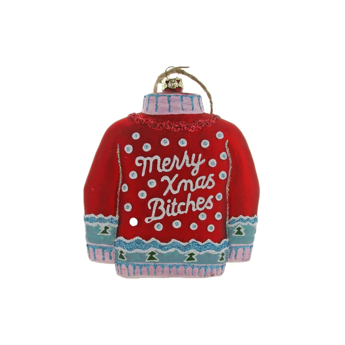 Glass Christmas Sweater Ornament, 4.5" (Red)