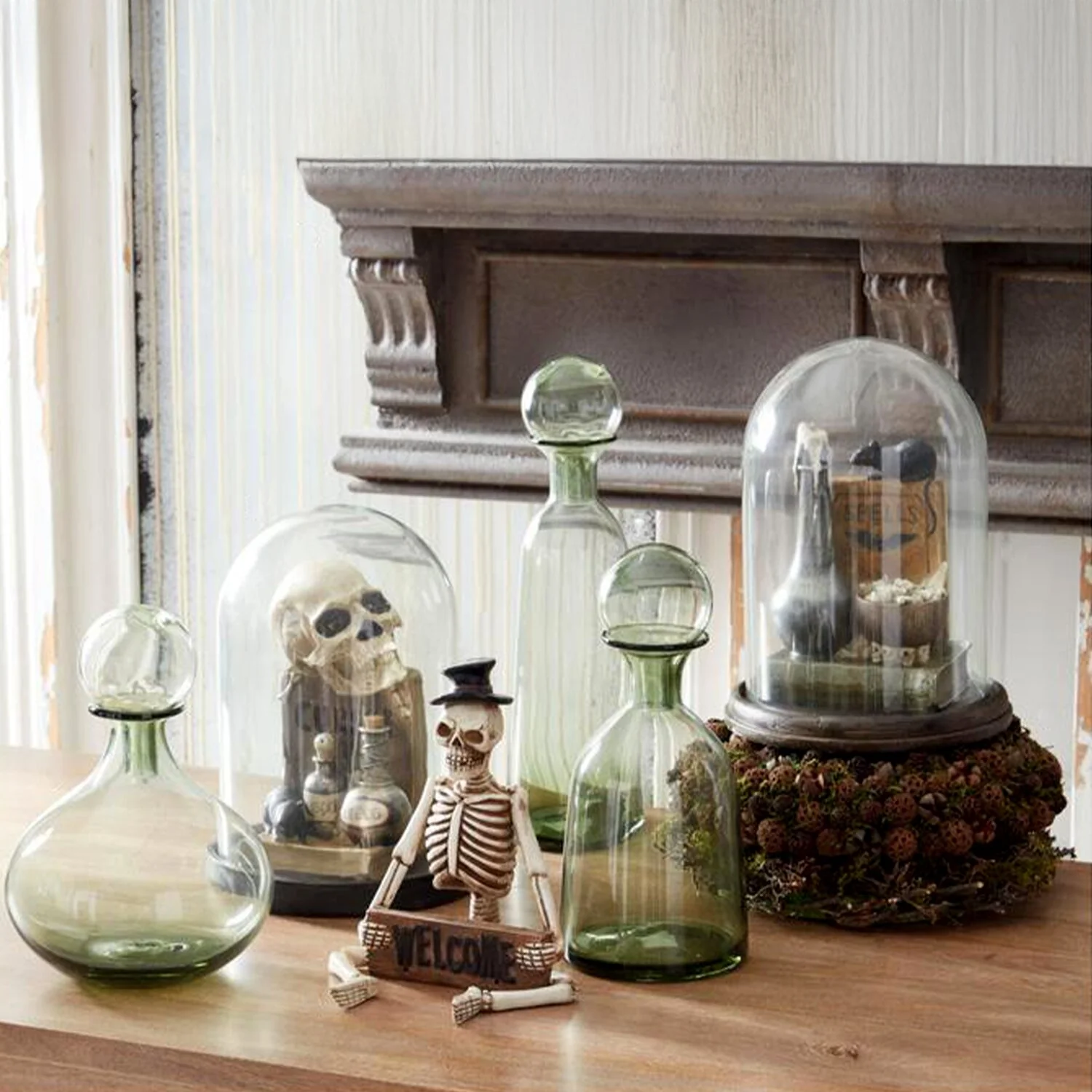 Glass Cloches w/LED Skull or Spell Book, 12.5" (2 styles - sold individually) - Image 2