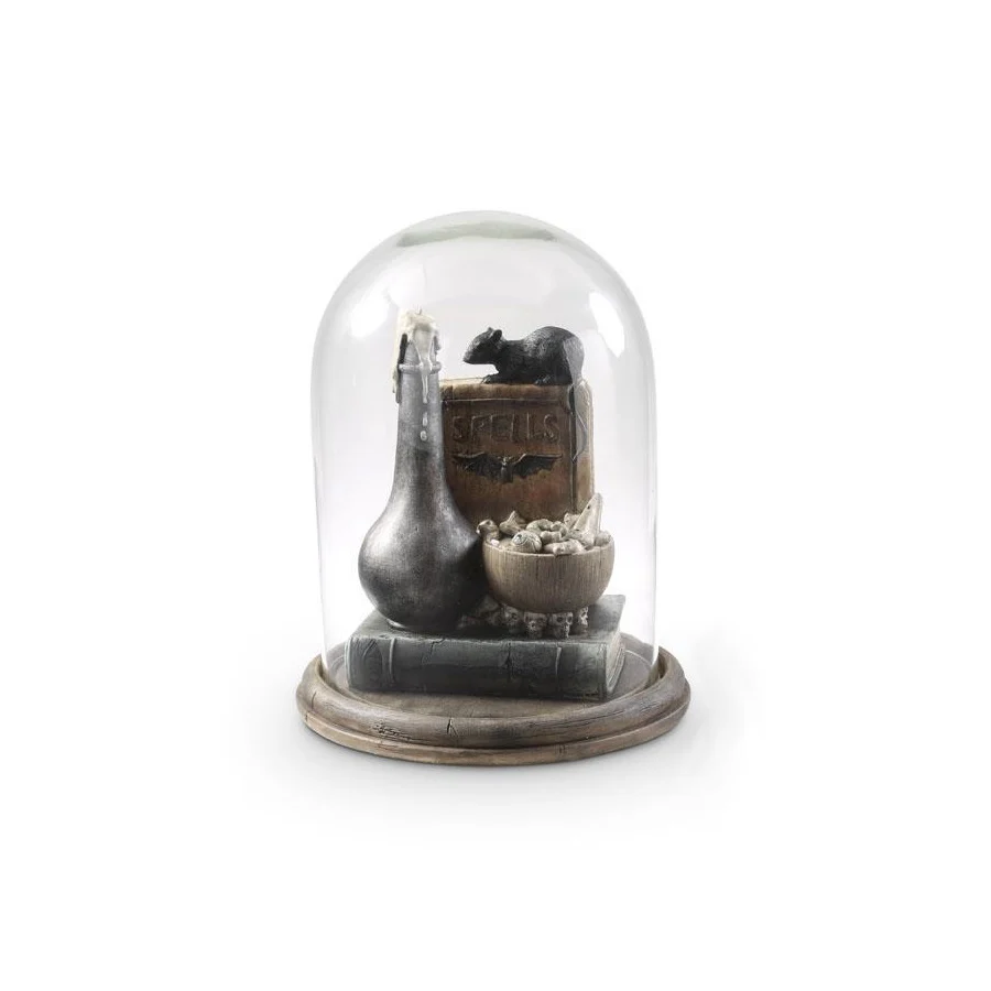 Glass Cloches w/LED Skull or Spell Book, 12.5" (2 styles - sold individually) - Image 3