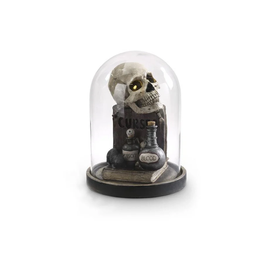 Glass Cloches w/LED Skull or Spell Book, 12.5" (2 styles - sold individually) - Image 4