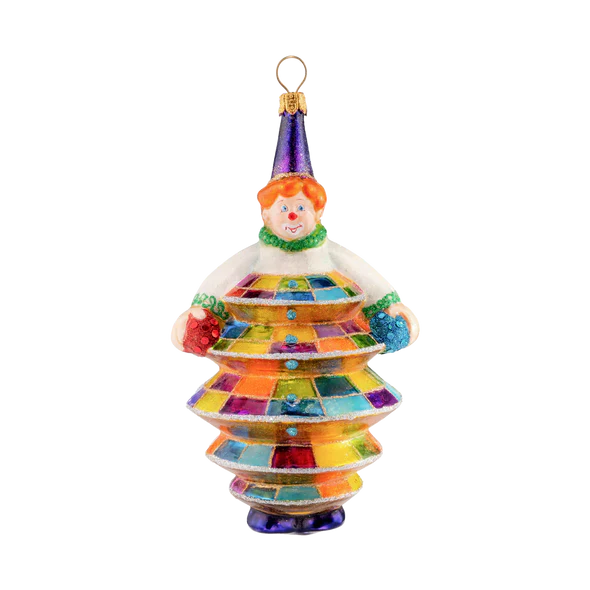 Glass Clown Ornament, 5.5"