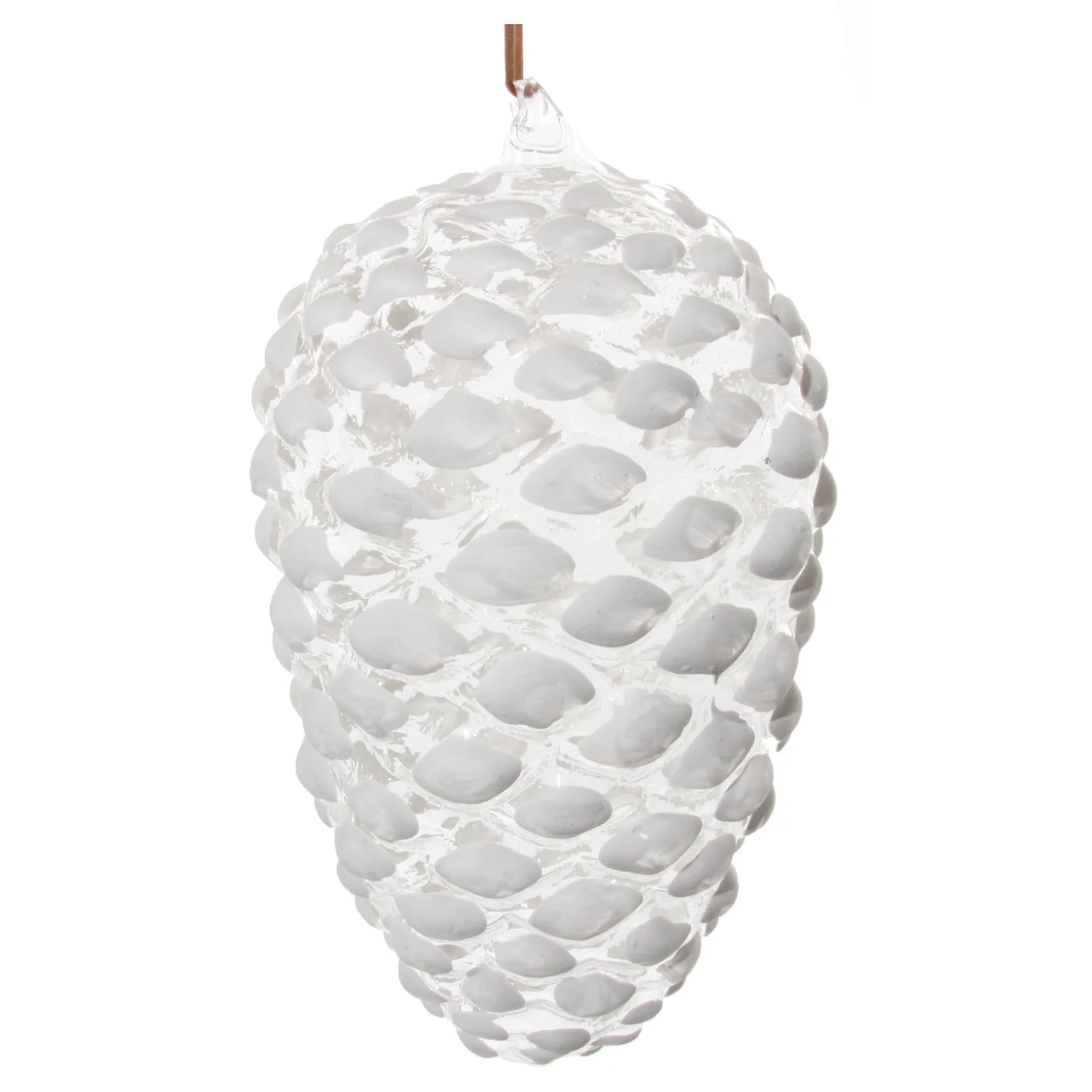 Glass Cone Ornament - Clear w/White Edges, 5.5"