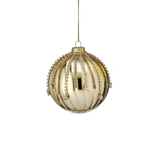 Glass Diamond Onion/Finial Ornament, 5-6" (2 styles - sold individually) (Gold Clearbright) - Image 2