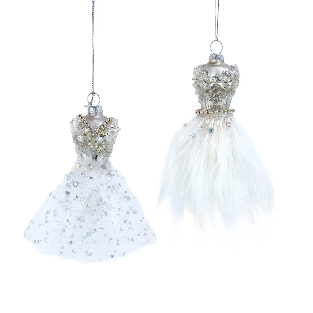 Glass Dress Ornament, 3.5" (2 styles - sold individually)