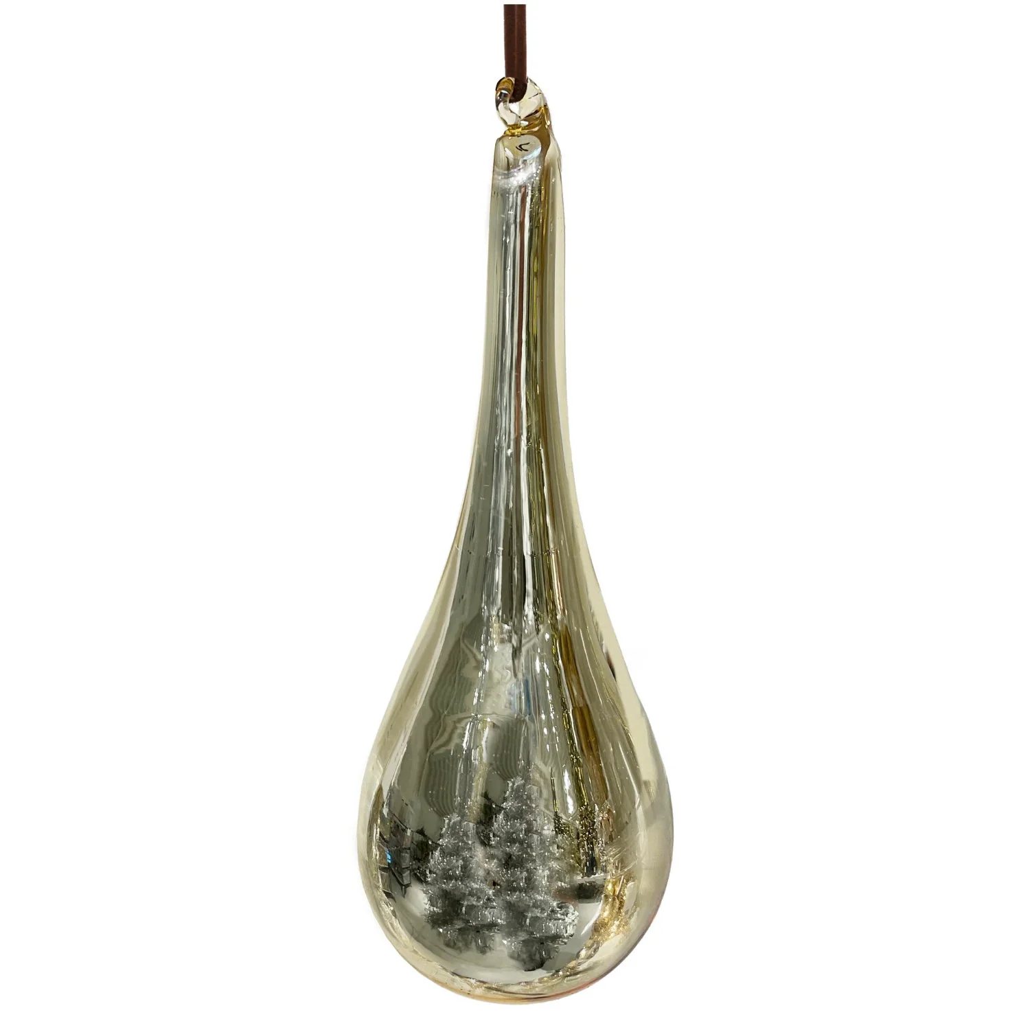 Glass Drop Ornament, 7.3" (Shiny Gold)