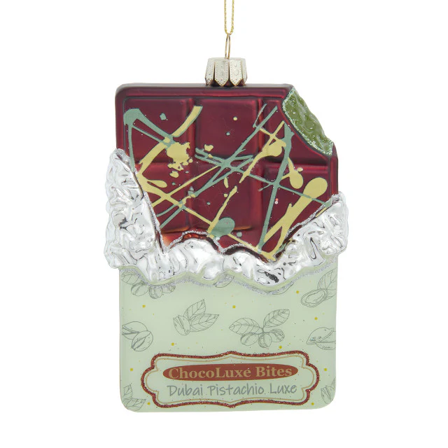 Glass Dubai Pistachio Chocolate Bite Ornament, 4.875"