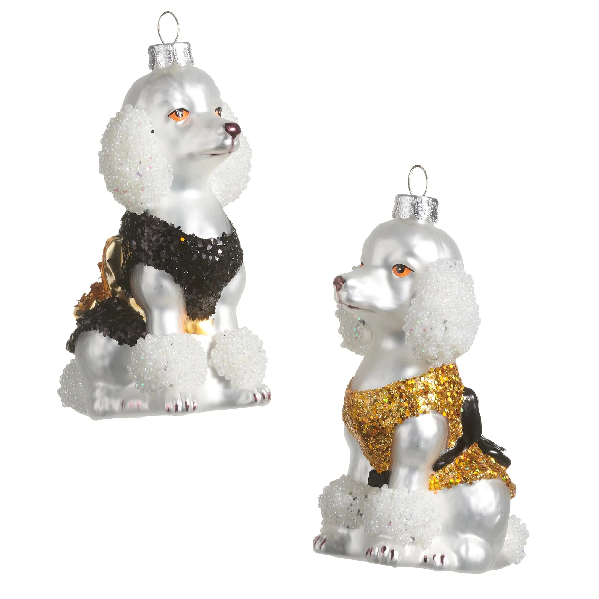 Glass Fancy Poodle Ornament, 4"