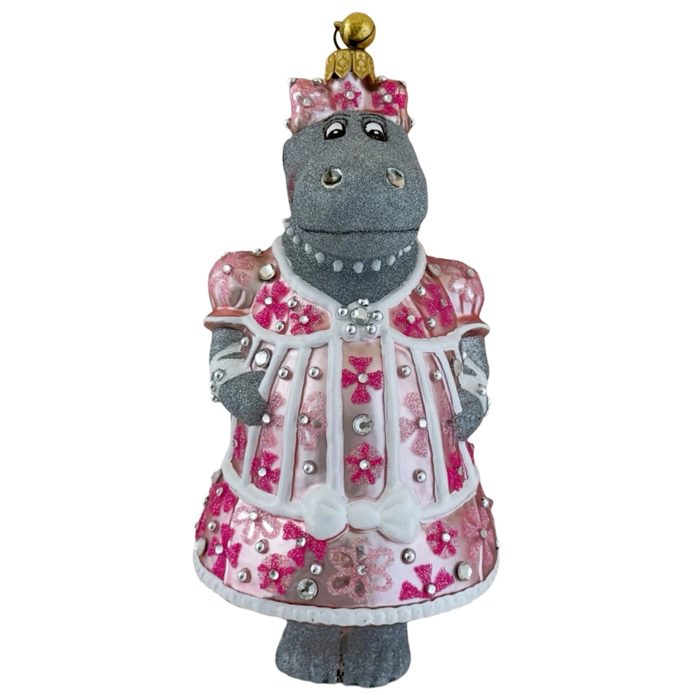 Glass Fashion Hippo Tina Ornament, 6" - Image 2