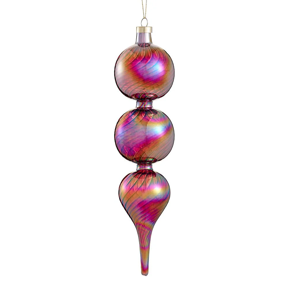 Glass Finial Ornament, 11" (Red/Purple)